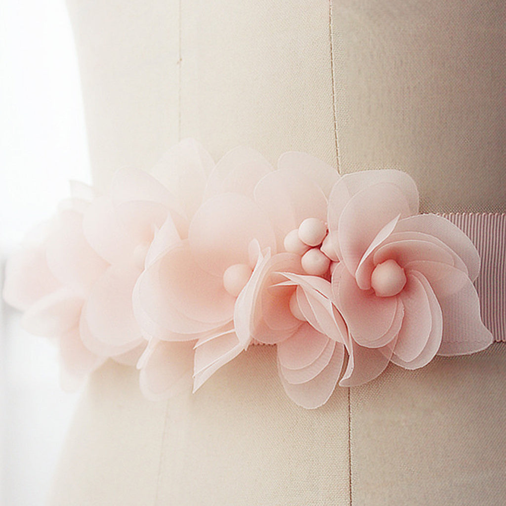Pink Handmade Flowers Girl Sash, Bridesmaids Sash, Pretty Sash, Different Color Sash , SA0001